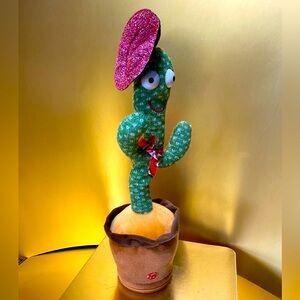 CATCUS PLUSH WEARING A SOUTHWESTERN PINK METALLIC SOMBRERO & RED BANDANNA 14”